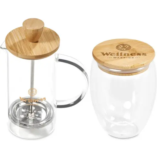 Okiyo Aibo Glass & Bamboo Coffee Set Main